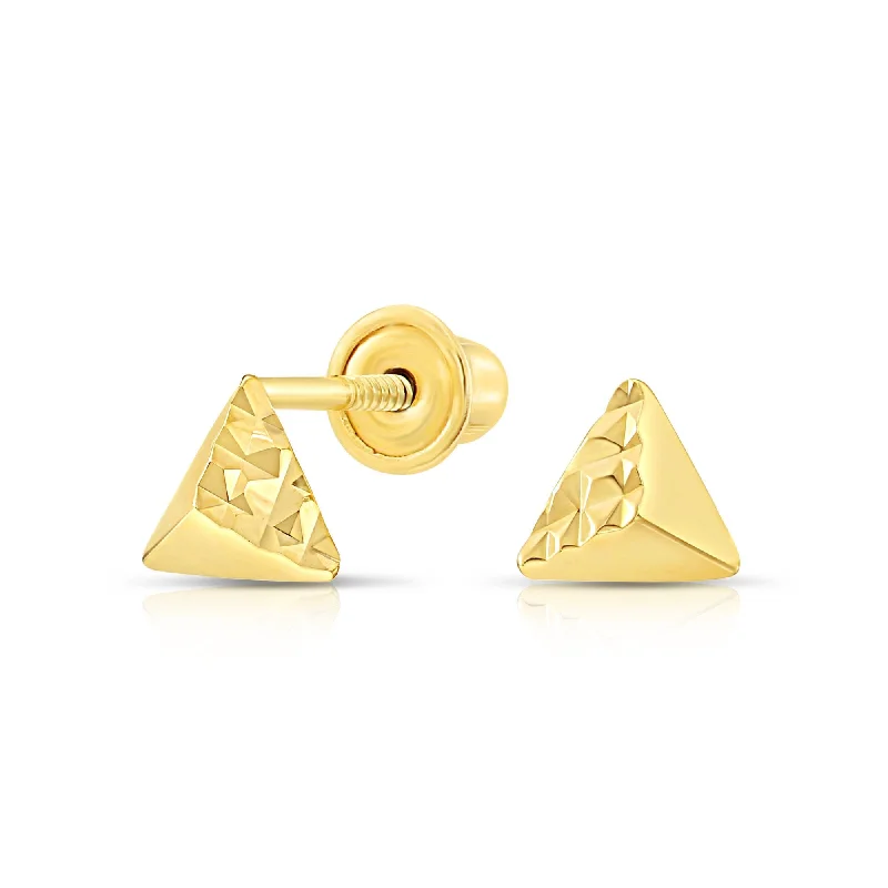 10k Yellow Gold Tiny Triangle Stud Earrings