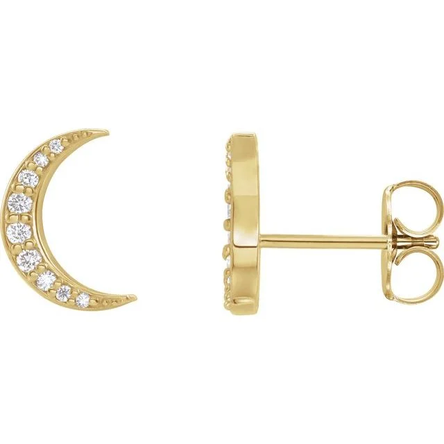 14K Gold 1/10 CTW Natural Diamond Crescent Moon Earrings