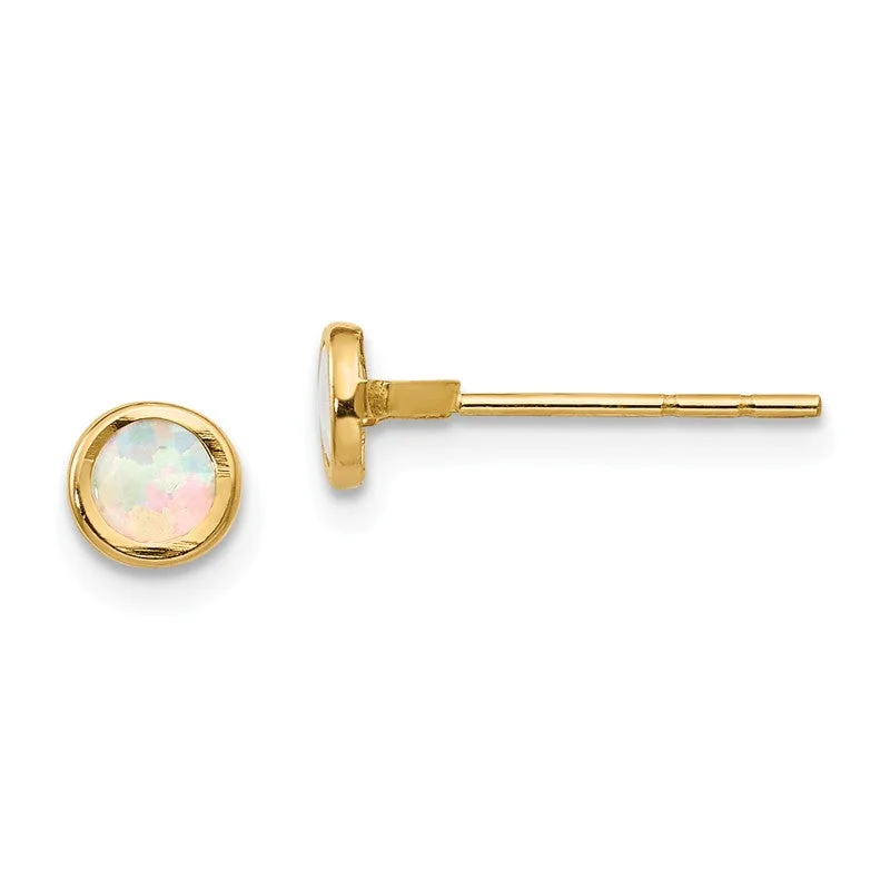 14k Yellow Gold Opal 6mm Bezel Post Earrings