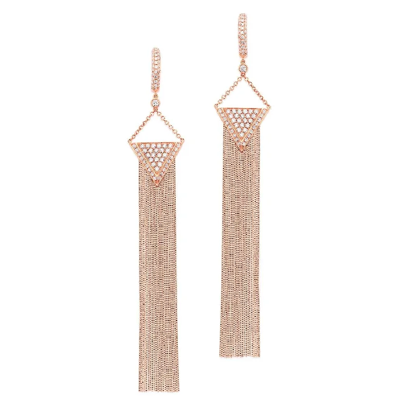 18KT ROSE GOLD DIAMOND TASSEL EARRINGS,