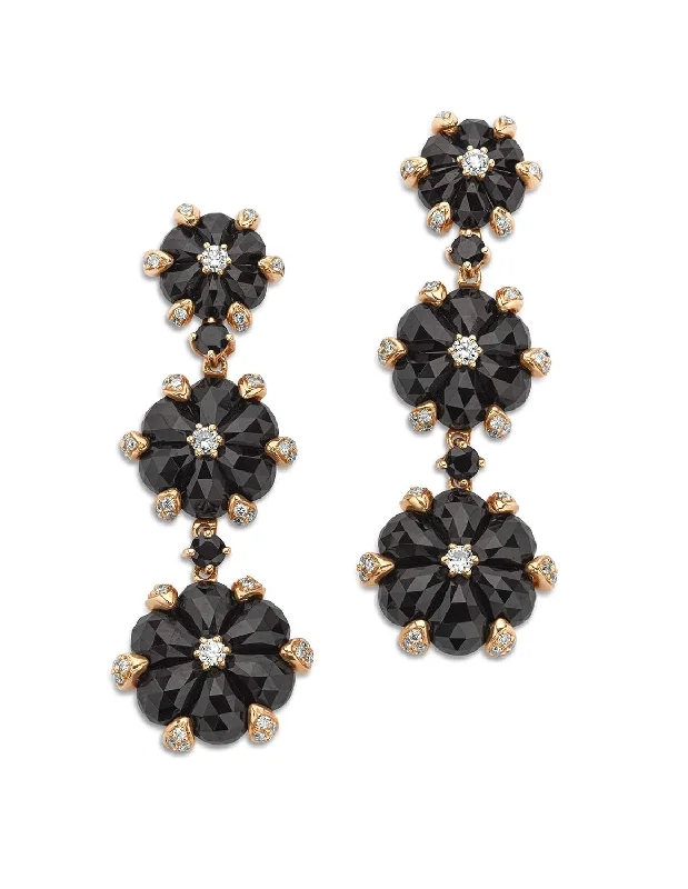 18KT ROSE GOLD ONYX AND DIAMOND EARRINGS