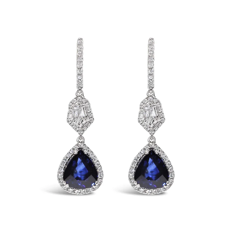 18KT WHITE GOLD SAPPHIRE AND DIAMOND EARRINGS