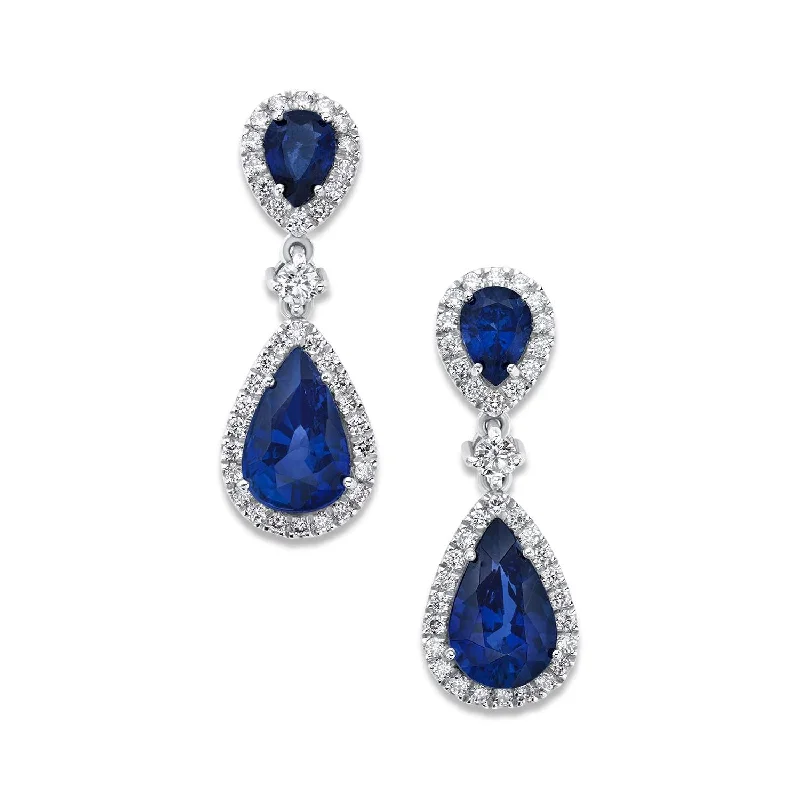 18KT WHITE GOLD SAPPHIRE & DIAMOND EARRINGS