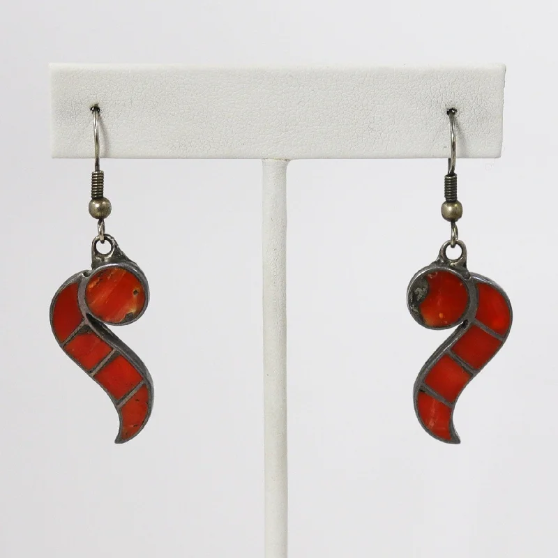 1940s Coral Inlay Earrings