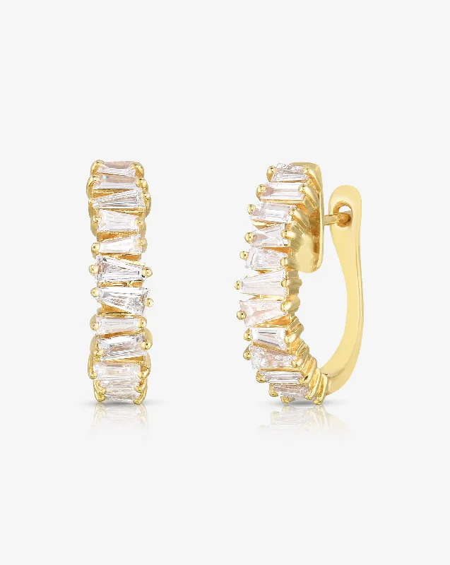 Baguette Ridge Diamond Statement Earrings