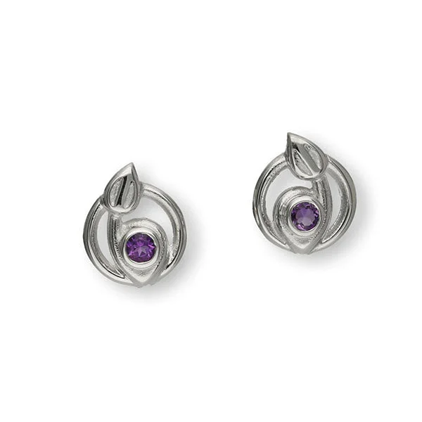 Charles Rennie Mackintosh Silver Earrings CE201 Amethyst