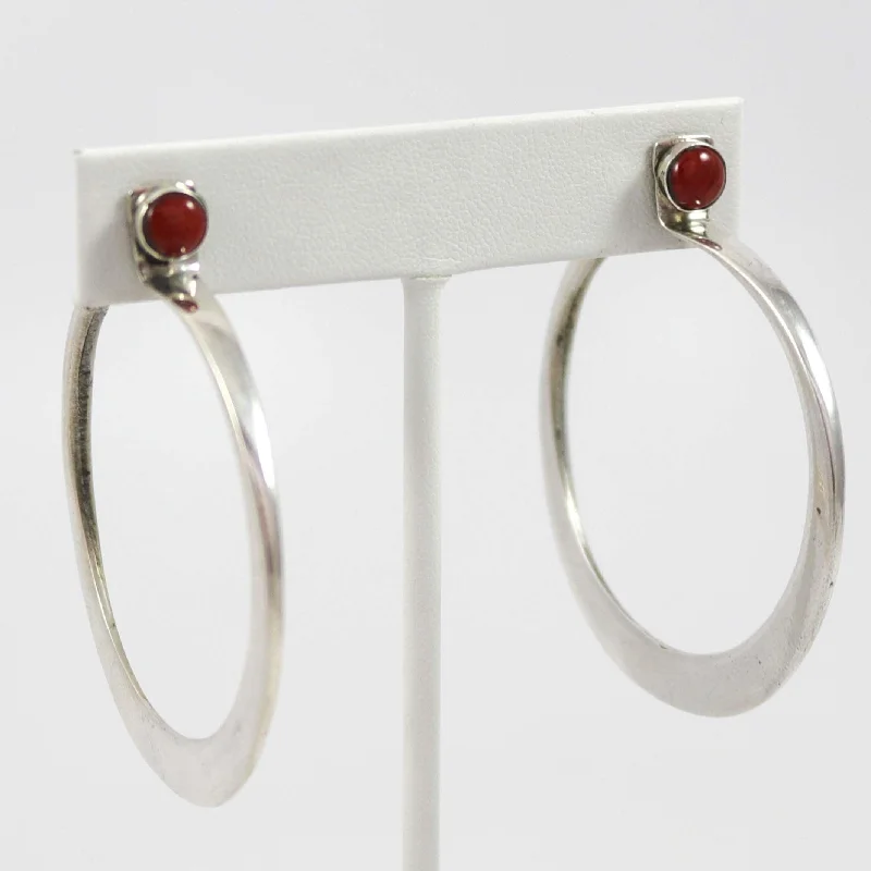 Coral Hoop Earrings