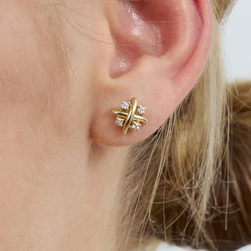 Criss Cross Natural Diamond Studs, Gabrielle