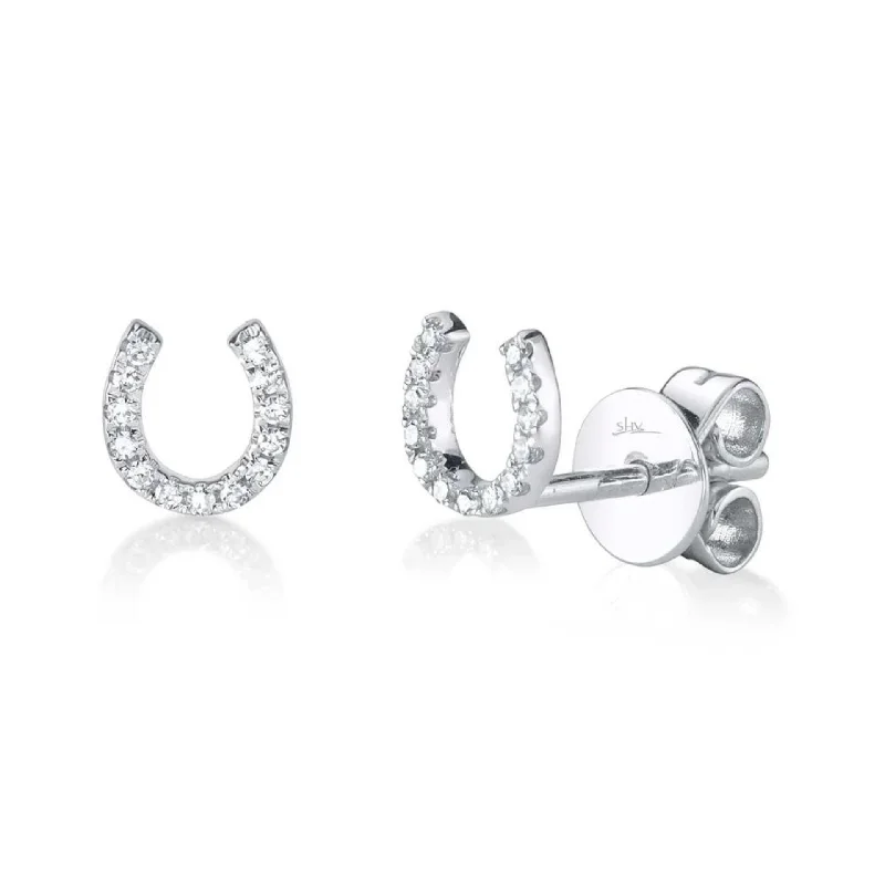 Diamond Horseshoe Stud Earring