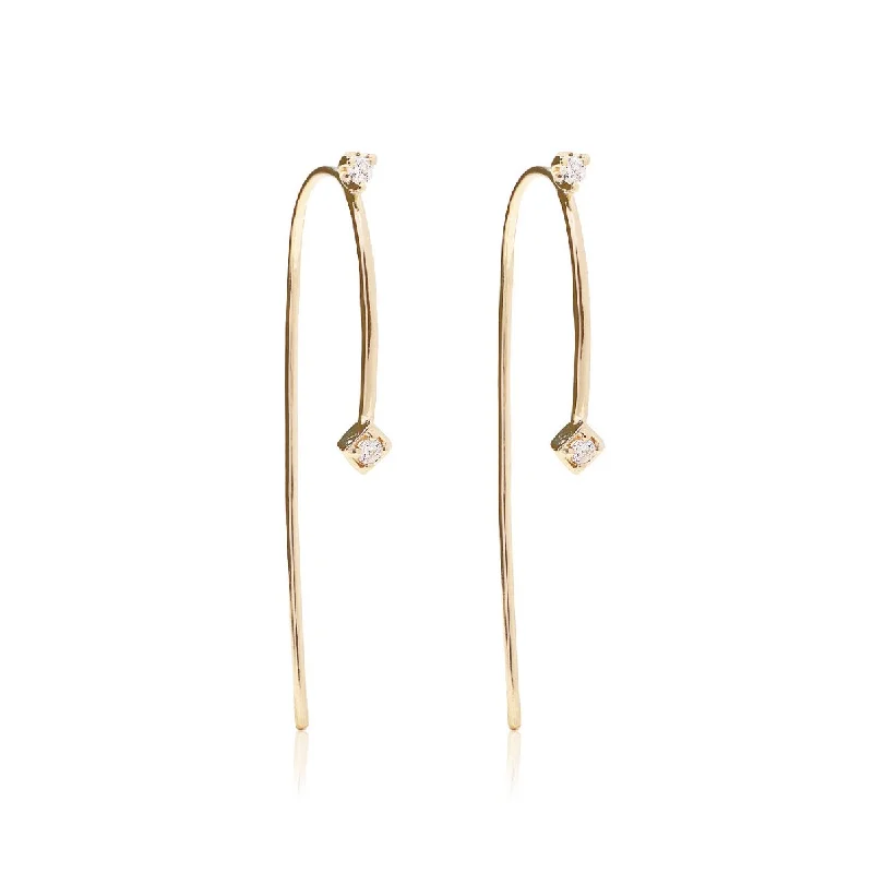 Double Micro-Diamond Threader Earrings