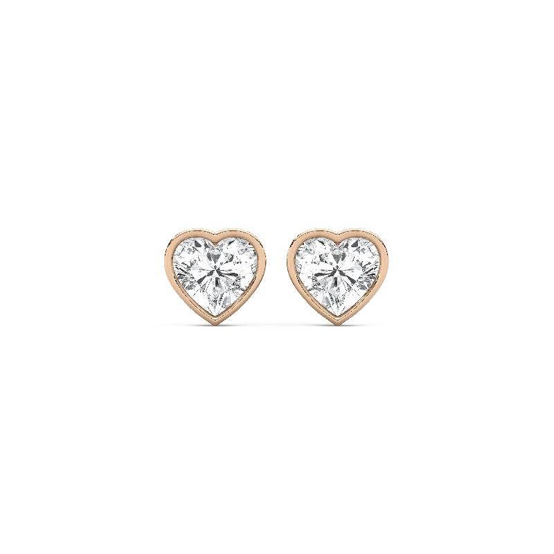 Heart Fancy Shape Bezel Stud Earring