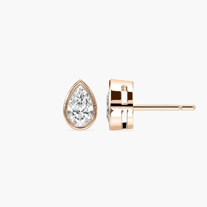 Pear Fancy Shape Bezel Stud Earring