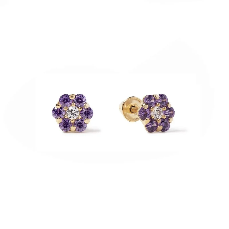 Gemstone Cluster Studs Amethyst