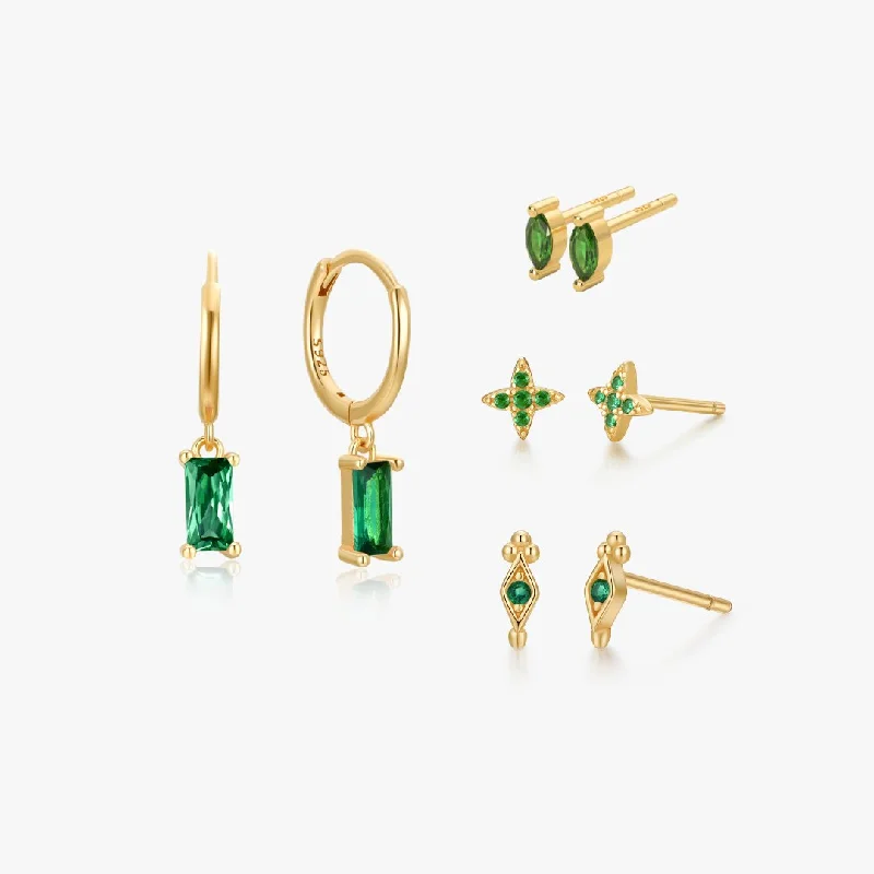 Gold Loving Green Earring Bundle