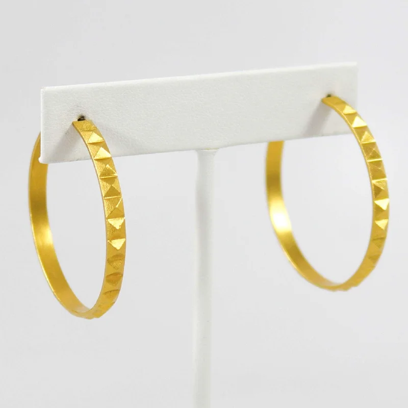 Gold Pyramid Hoop Earrings