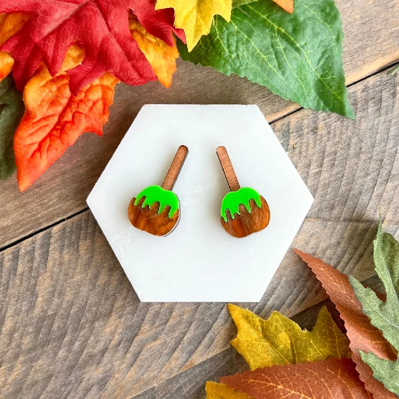 Green Candy Apple Stud Earrings