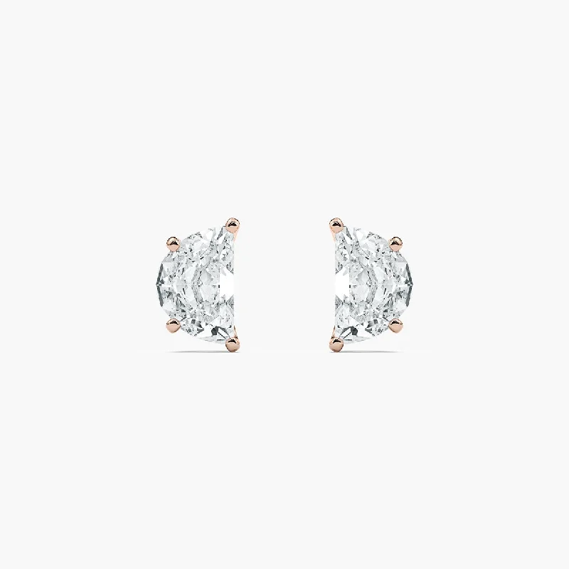 Half Moon Lab Grown Diamond Stud Earrings