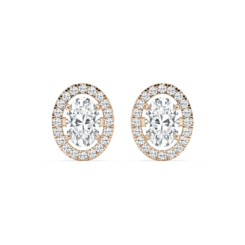 Halo Oval Stud Earrings