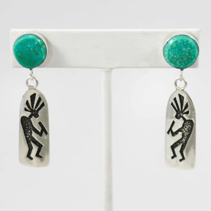 Kingman Turquoise Kokopelli Earrings