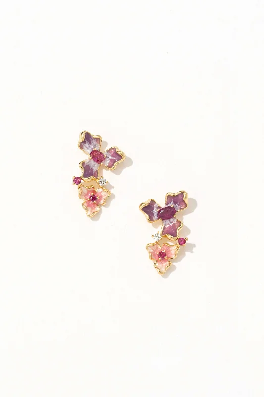 Lavender Blossom Enamel Stud Earrings