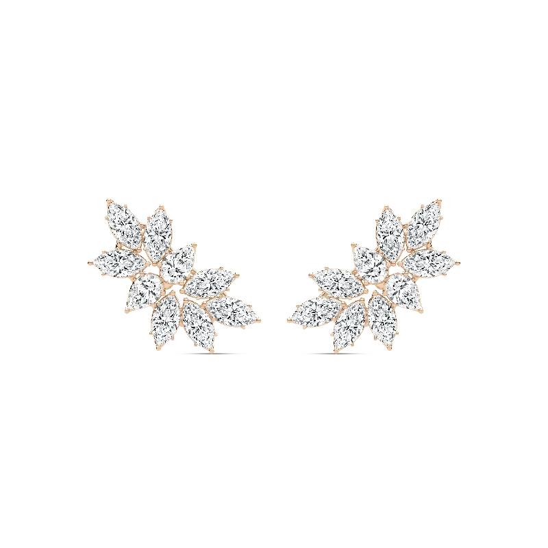 Marquise Cluster Leaf Stud Earrings