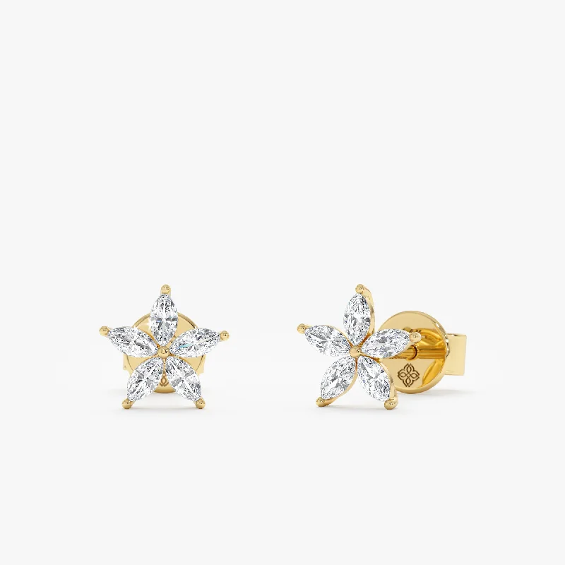 Marquise Diamond Flower Studs, Vicky