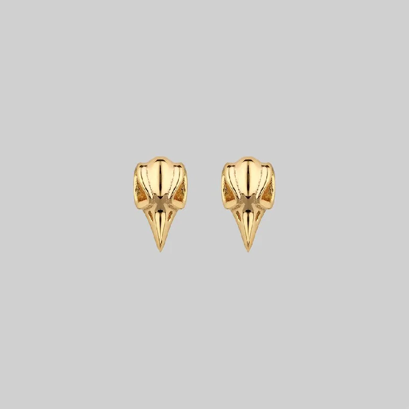 MERLA. Raven Skull Earrings - Gold