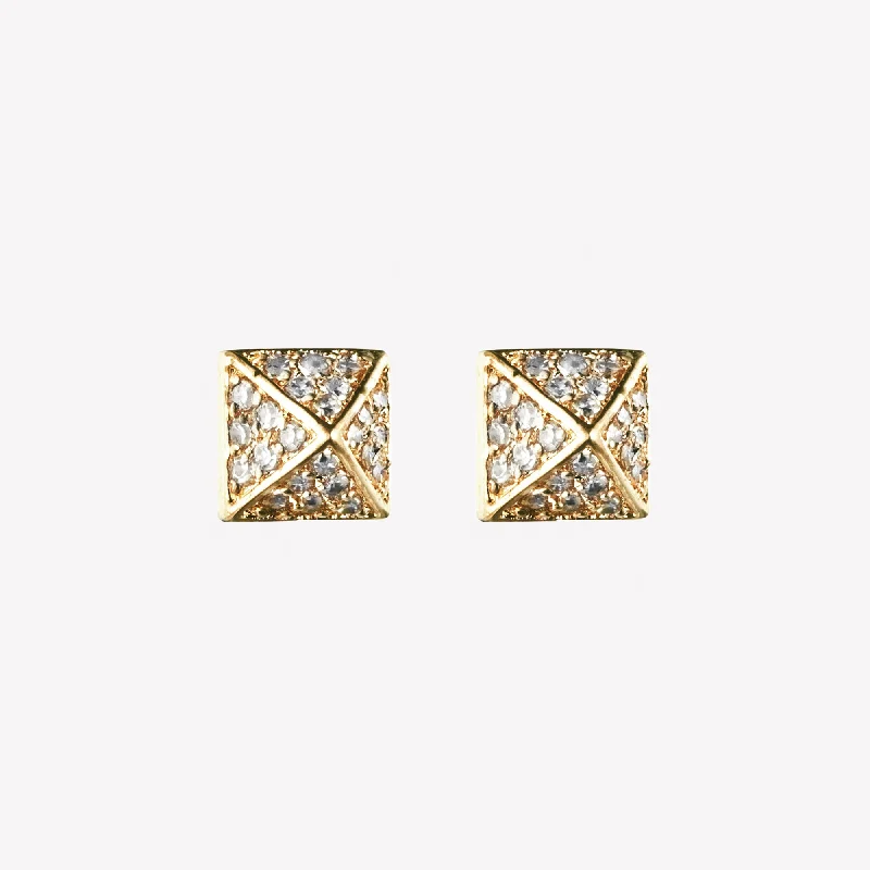 PAVÉ PYRAMID STUD EARRINGS