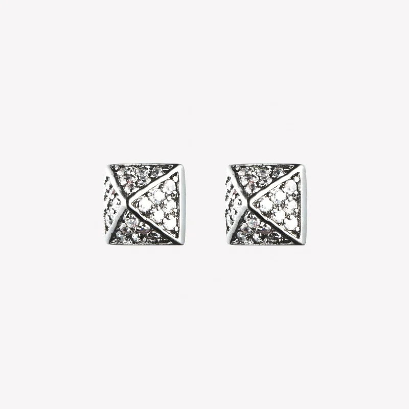 PAVÉ PYRAMID STUD EARRINGS