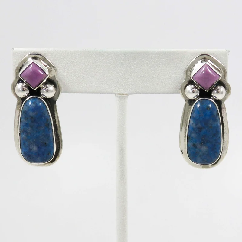 Phosphosiderite and Lapis Earrings