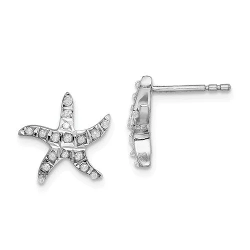 Sterling Silver Diamond Mystique Starfish Stud Earrings