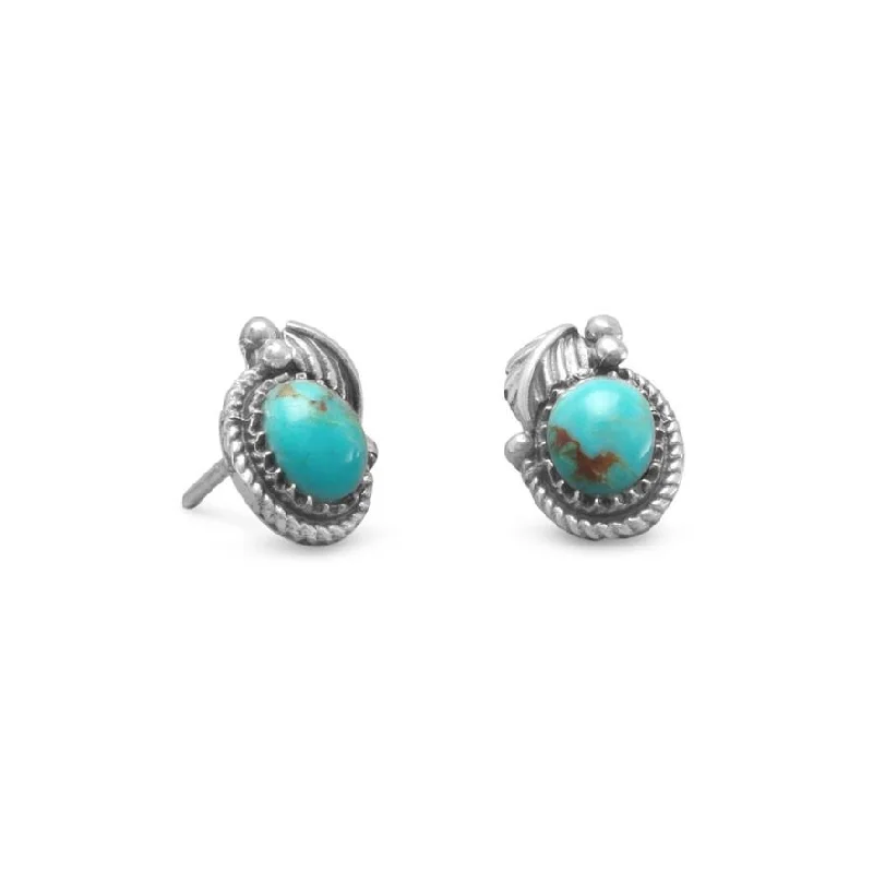 Sterling Silver Floral Turquoise Stud Earrings