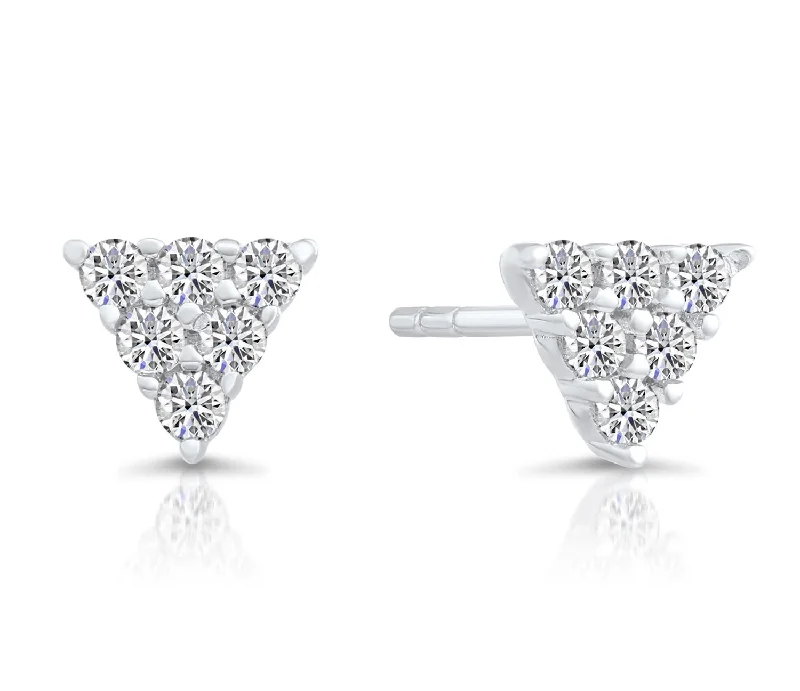 CZ Tiny Triangle Stud Earrings in Sterling Silver