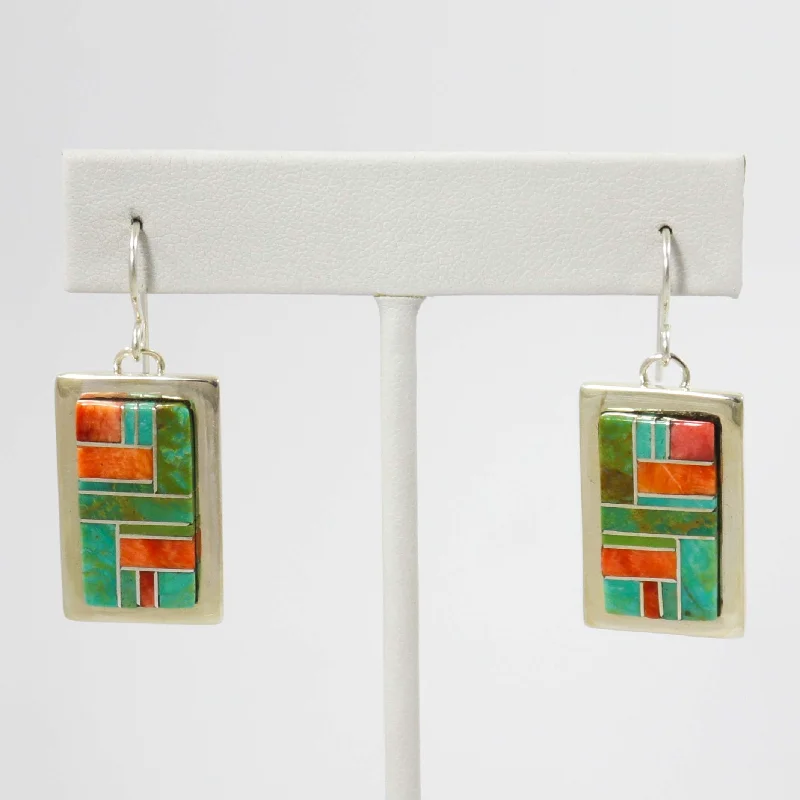 Turquoise and Shell Inlay Earrings