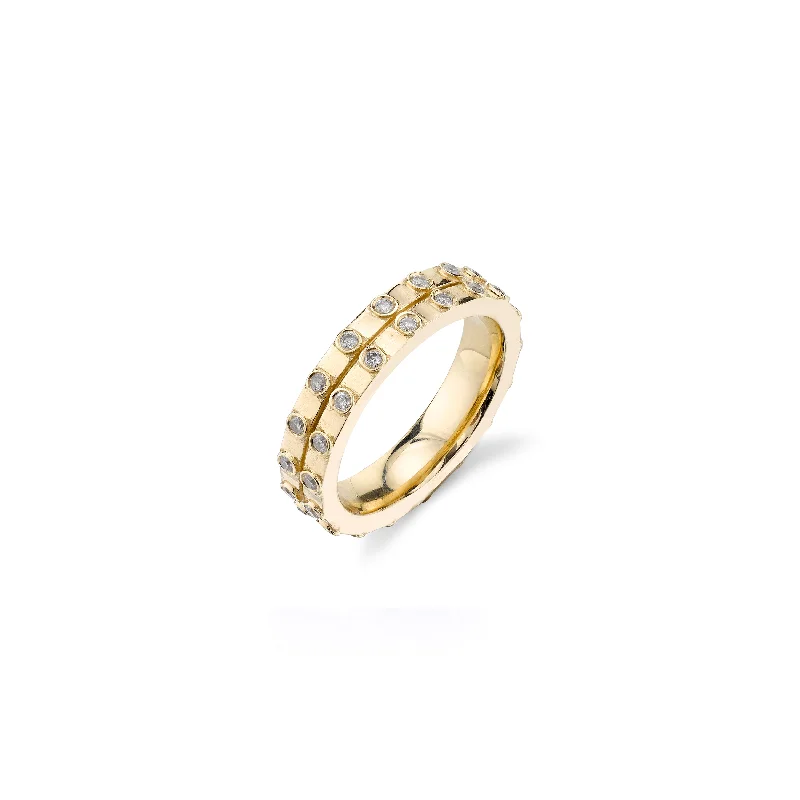 14K Gold Bezel Diamond Double Band Ring