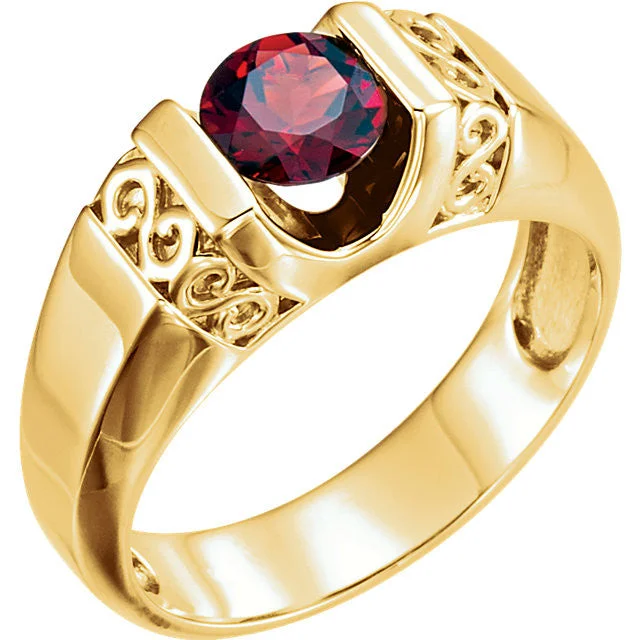 14k Gold Men's Mozambique Garnet Ring