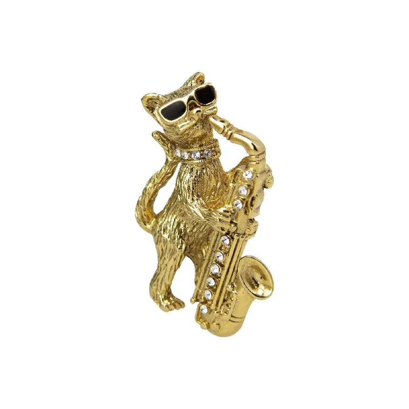 1928 Jewelry Cool Cat The Meow-sician Pin