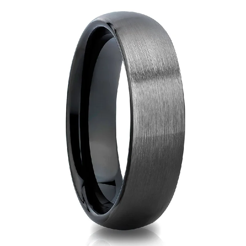 6Mm Gunmetal Tungsten Carbide Wedding Ring Comfort Fit Durable Cobalt Free