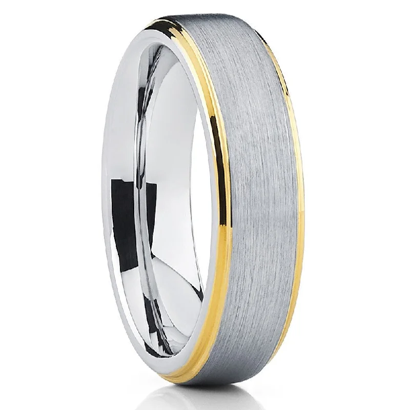 6Mm Silver Tungsten Carbide Wedding Ring Brush Finish Comfort Fit Cobalt Free