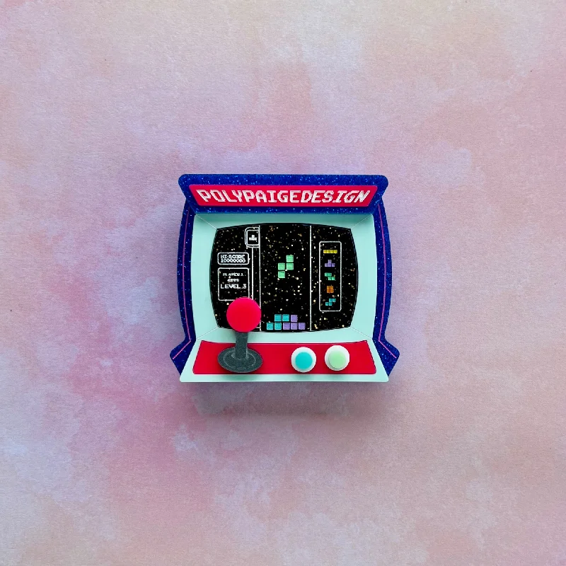 Arcade Game Brooch Falling Blocks