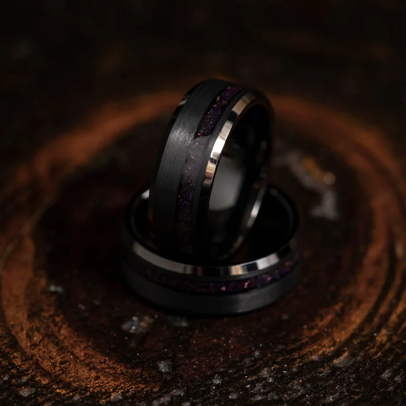 "Artemis"  Black Opal x Black Tungsten Ring