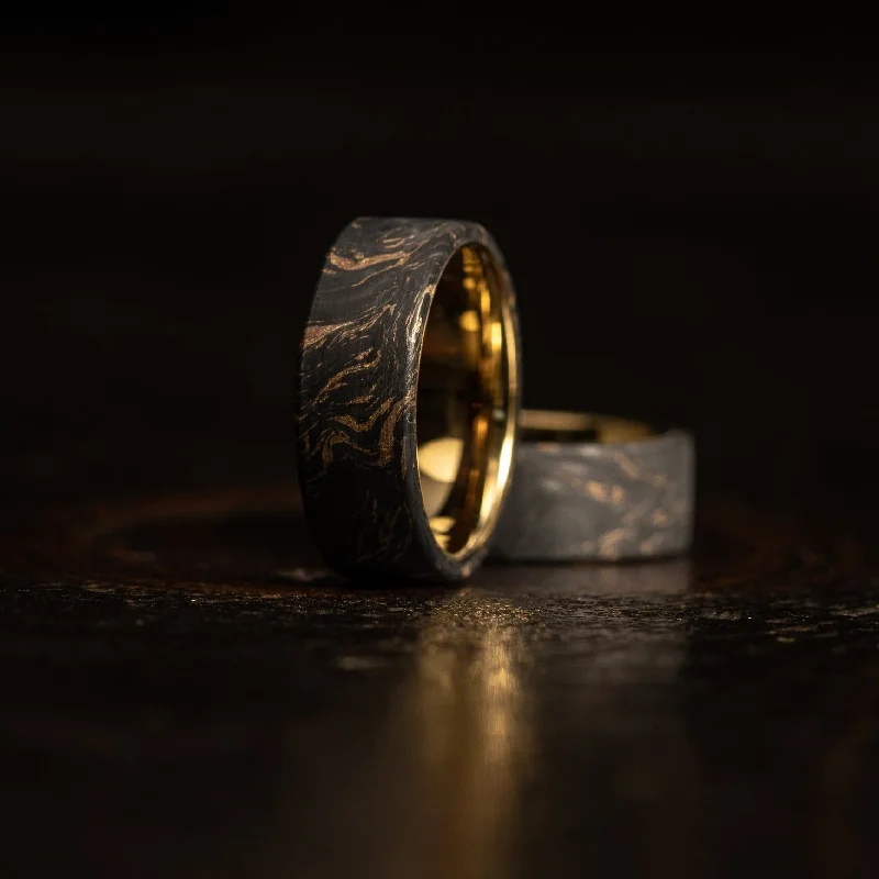 "Athena"  Forged Carbon Fiber x Gold Leaf with Gold Tungsten Ring