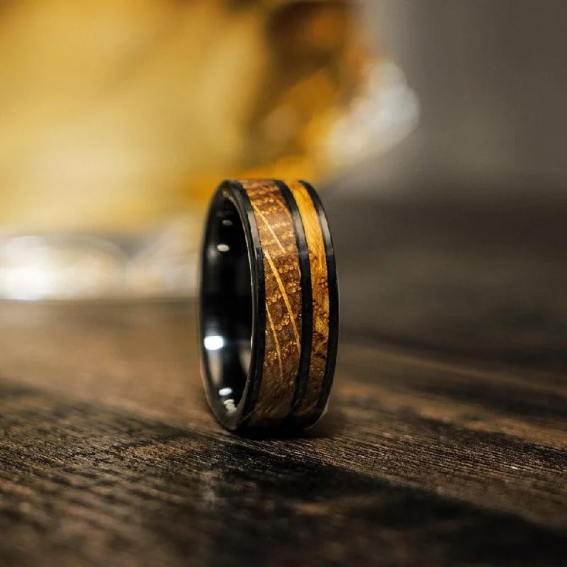 "Atlas"  Whisky Barrel Gunmetal Tungsten Ring