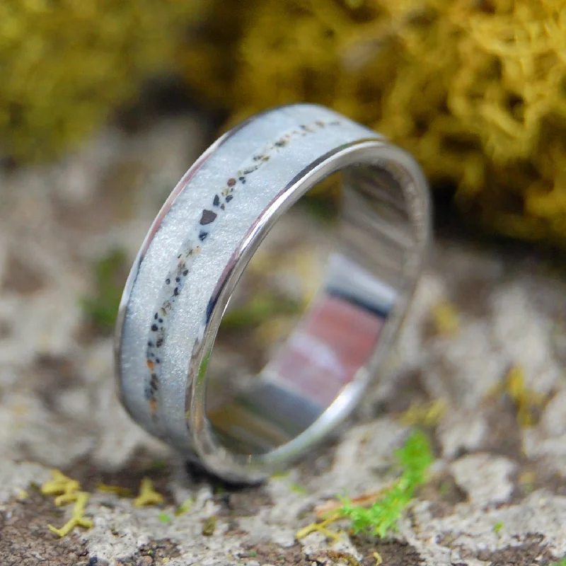 Sandy Path Between | Men's Beach Sand, Marbled Resin & Titanium Wedding Ring