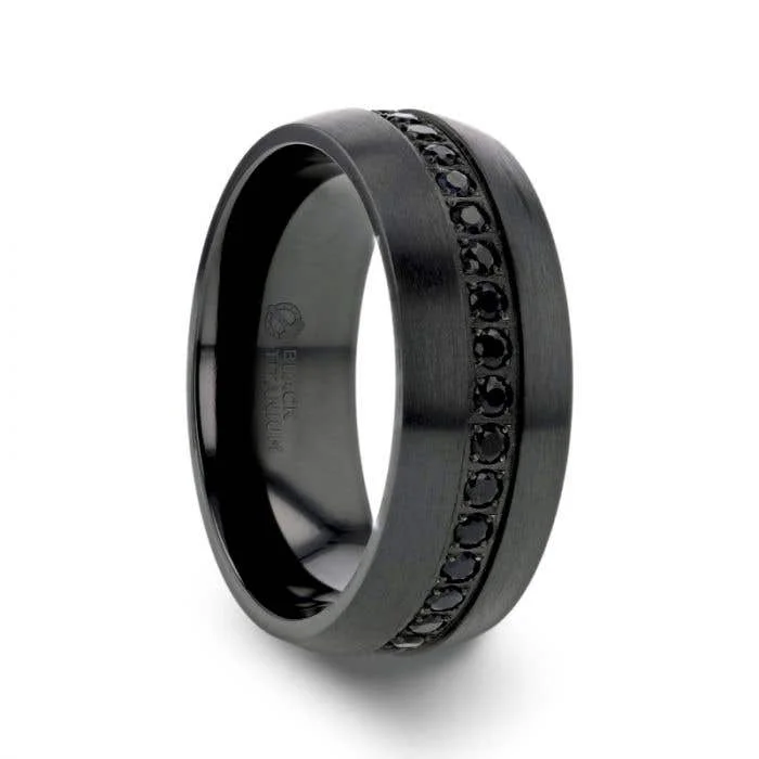 Thorsten TALON Black Titanium Ring with Black Sapphires - 6mm or 8mm