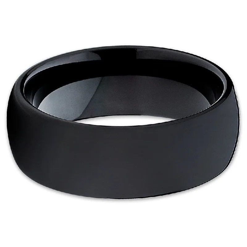 Black Tungsten Wedding Ring 8Mm Matte Finish Comfort Fit Cobalt Free Jewelry