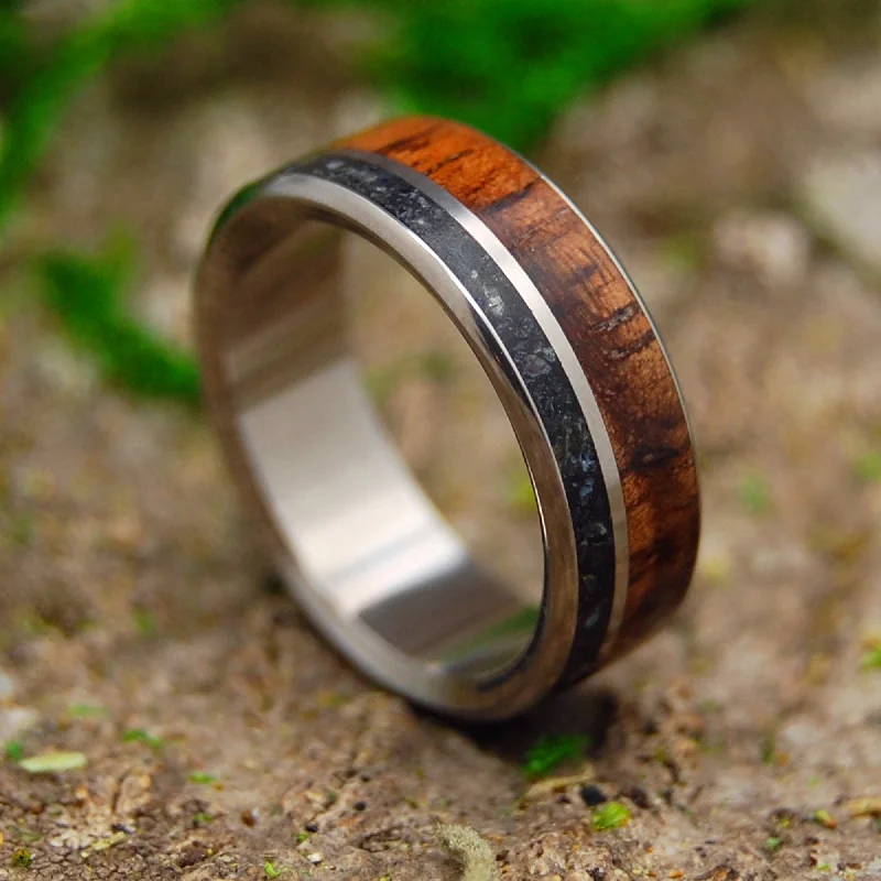 Icelandic Night I Beach Sand And Wood Wedding Rings | Men's Beach Sand, Wood & Titanium Wedding Ring