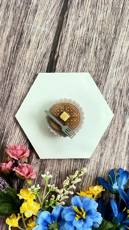 Butter Waffle Brooch