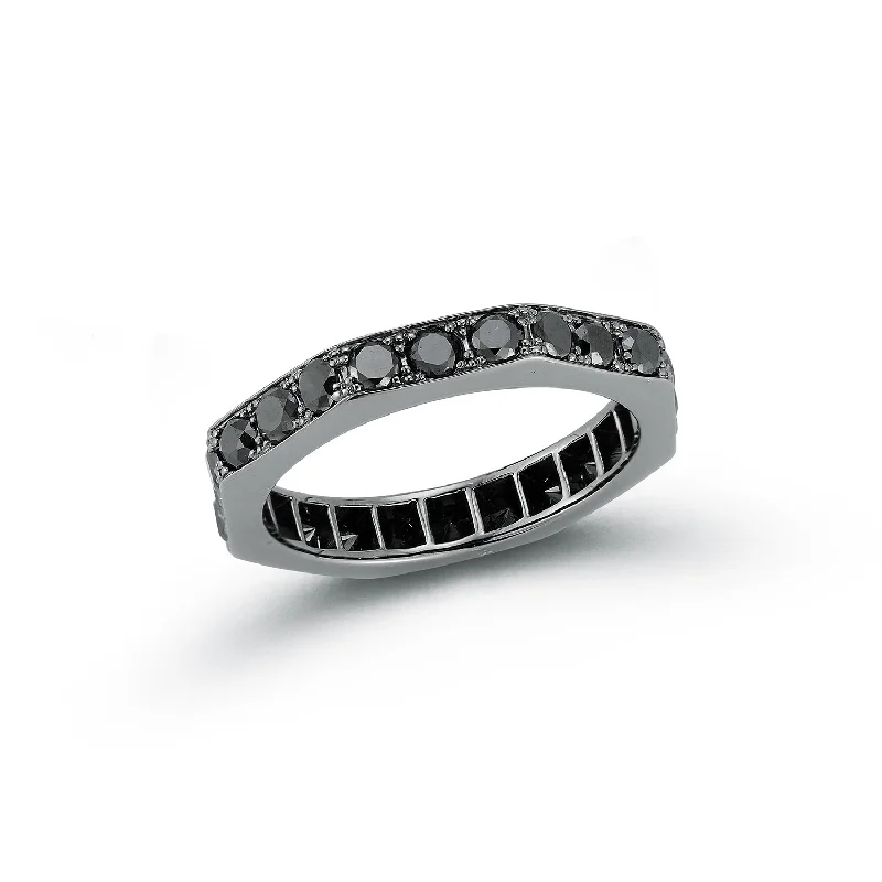 CARRINGTON 18K BLACK GOLD AND BLACK DIAMOND OCTAGON BAND RING