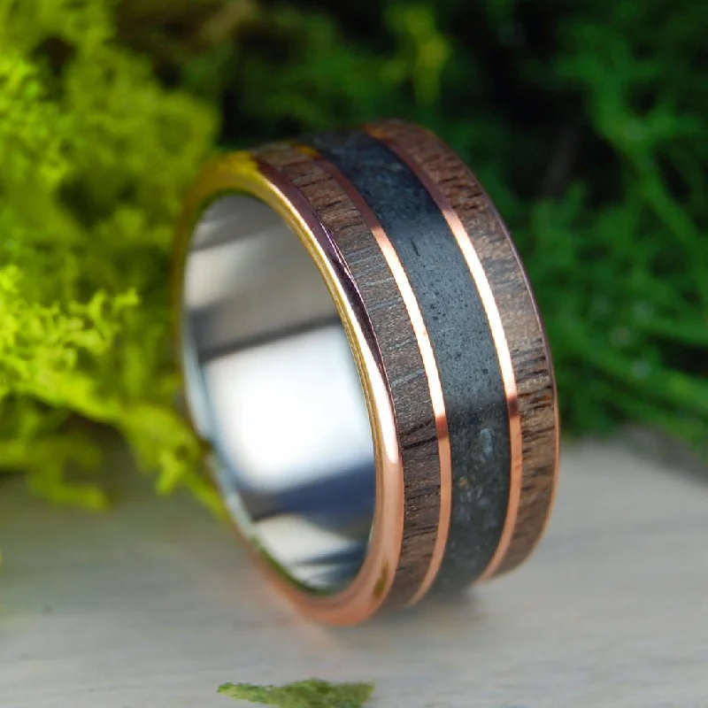 Copper Walnut Deer | Men's Walnut Wood, Deer Antler, Copper & Titanium Wedding Ring